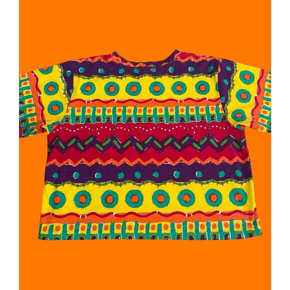 90's vintage 100% cotton short sleeve oversized boxy crop top LARGE - Picture 5 of 8